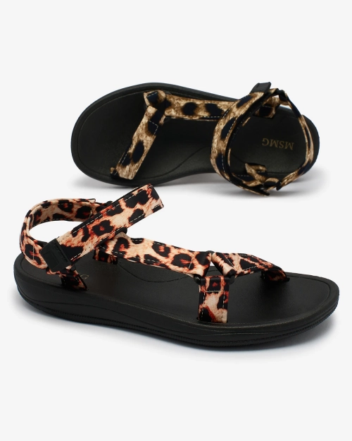 Жіночі босоніжки Royalfashion Бежеві з леопардовим візерунком Leonno