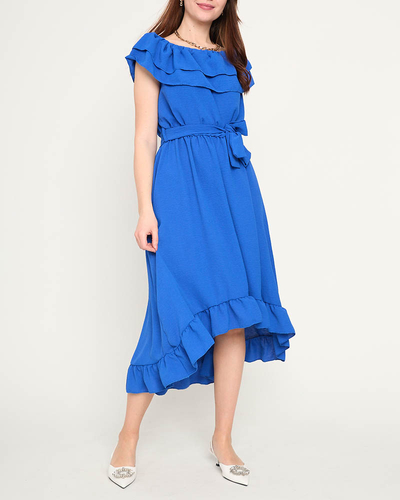 Kobaltové dámské šaty s volánky a la Spanish - Oblečení