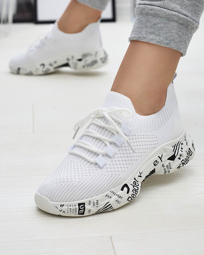 Bílá dámská slip-on sportovní obuv s nápisy Kejini - Obuv