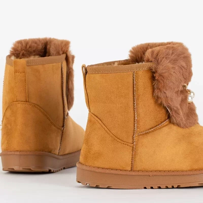 OUTLET Dámské velbloudí sněhule s ozdobným svrškem Cioni- Shoes
