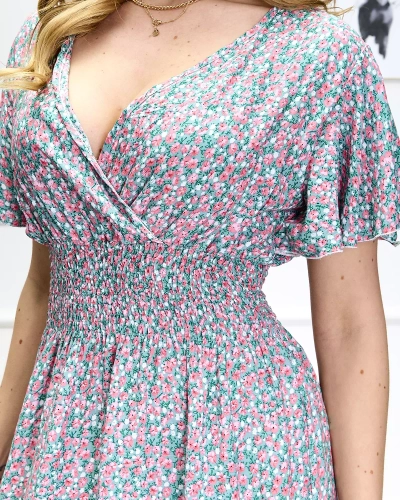 Жіноча довга сукня зеленого кольору з квітковим принтом - Одяг