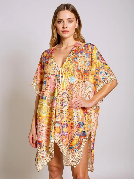 Pareo Afrodyta Royalfashion – barevné plážové šaty s výstřihem do V