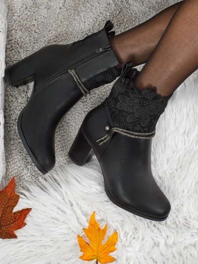 Kotníkové boty Luna Černé Elegantní s Krajkou