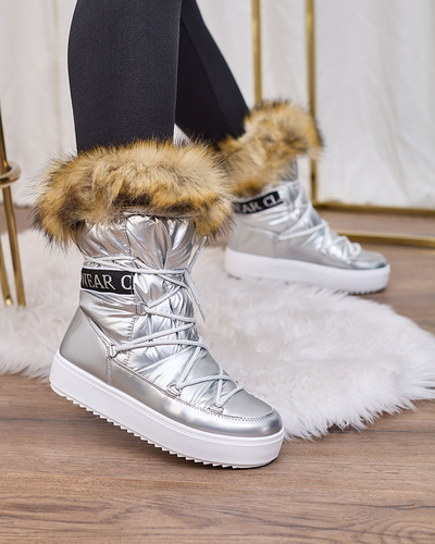 Royalfashion Stříbrné nazouvací boty a'la snow boots for women Gomllo