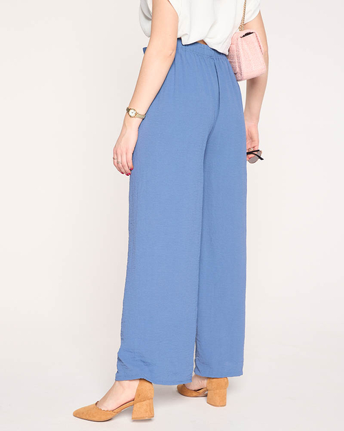Широкі жіночі брюки палаццо синього кольору - Одяг