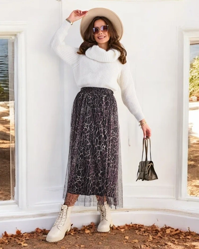 Реальна мода Патернова жіноча міді-спідниця з тюлю