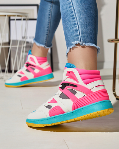 Жіночі високі спортивні кросівки кольору фуксії з кольоровими вставками Ogera - Взуття