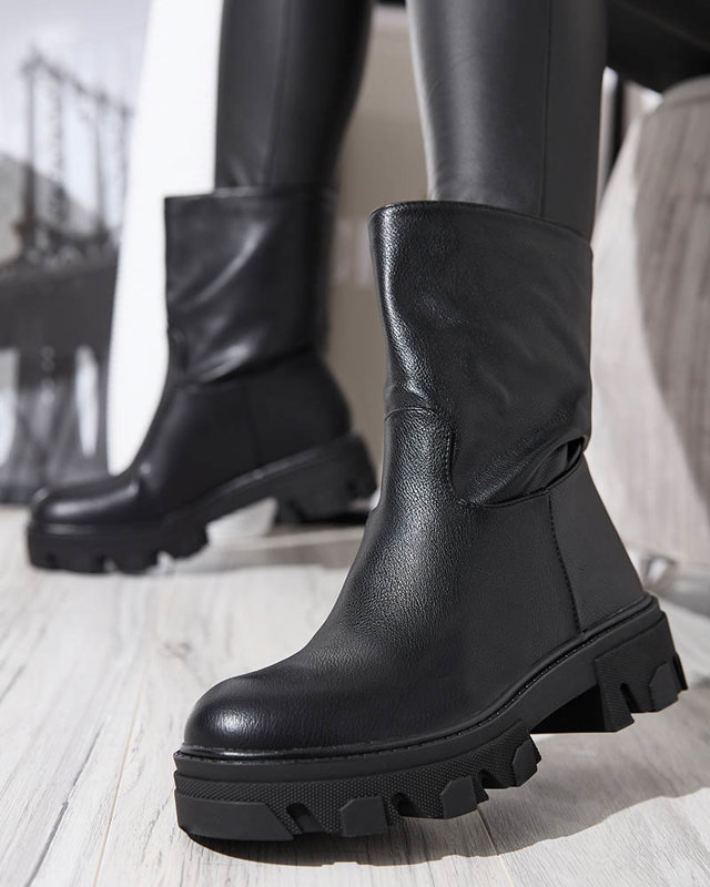 Černé dámské nazouváky se zateplením Mekira - Obuv