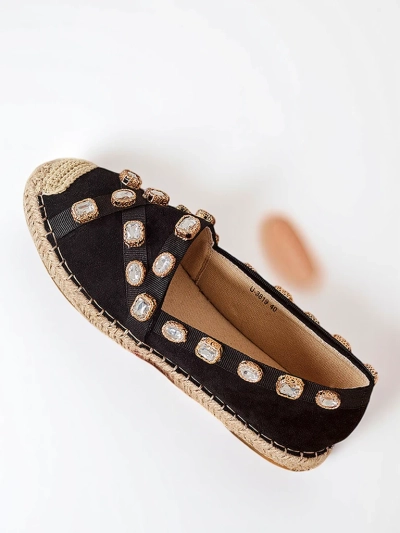 Černé dámské espadrilky s krystaly Wamba - obuv