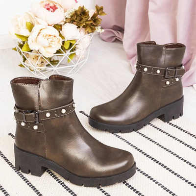 Коричневі черевики з перлами Tasia - Взуття