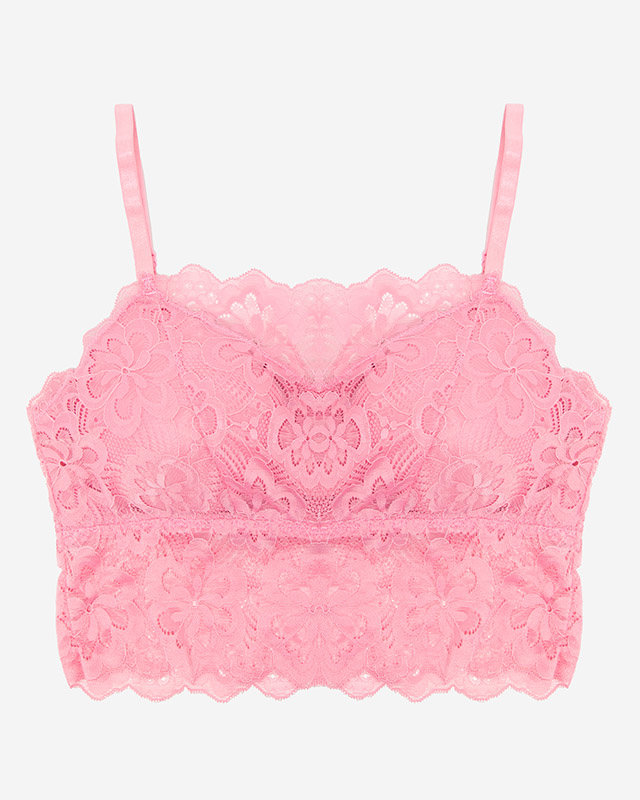 Dámský růžový krajkový bralette - Spodní prádlo