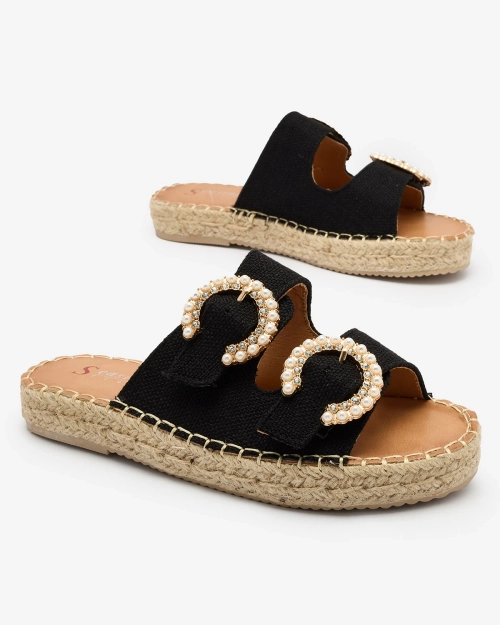 Шльопанці Royalfashion Чорні жіночі з орнаментом Ledude