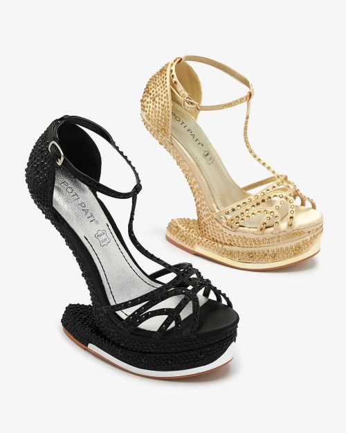 OUTLET Золоті жіночі човники з цирконами Nekko- Footwear