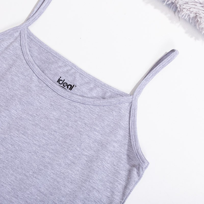 Dámský šedý top s tenkými popruhy PLUS SIZE - Oblečení