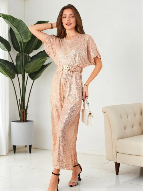 Royalfashion Довгий жіночий комбінезон з пайетками
