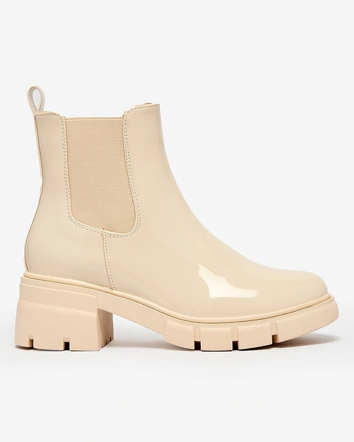 Royalfashion Бежеві лаковані жіночі утеплені черевики Angel Steps