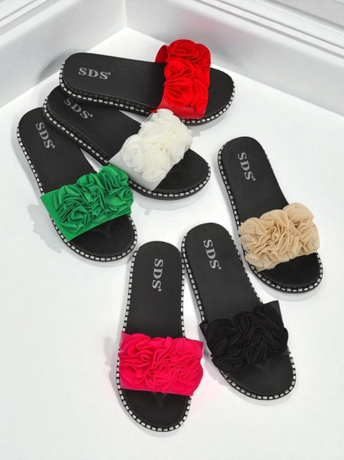 Royalfashion Жіночі шльопанці на плоскій підошві Flora Verde