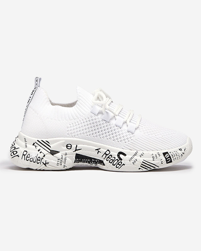 Bílá dámská slip-on sportovní obuv s nápisy Kejini - Obuv