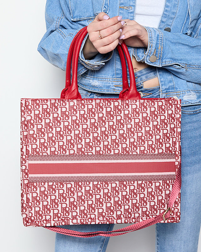 Dámská červená shopper taška s potiskem - Doplňky