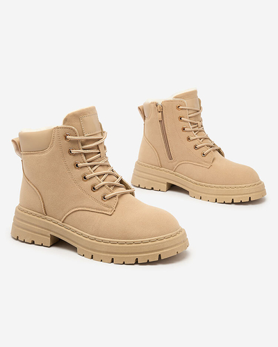 Royalfashion Světle hnědé dámské zateplené traperské boty Radoras