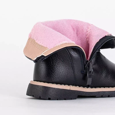 OUTLET Dětské tmavě modré kozačky s eko kůží Kisso- Footwear