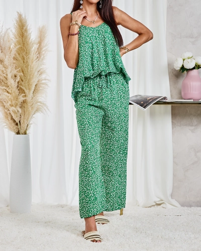 Royalfashion Zelený dvoudílný dámský květinový komplet