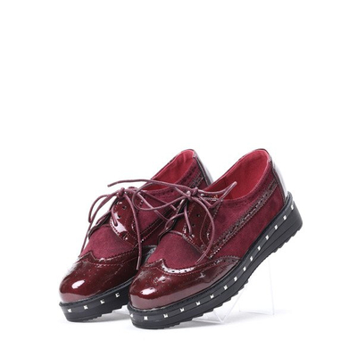 Bordowe oxfordy z ćwiekami Halsey - Obuwie