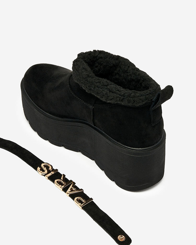 Royalfashion Černé dámské boty a'la snow boots s ornamentem Parisela