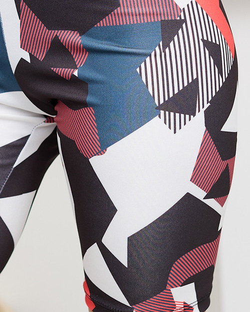 Велосипедні жіночі лосини червоного та темно-синього кольору з принтом - Одяг