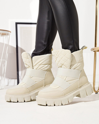 Жіночі снігоступи на плоскій підошві бежевого кольору Ferory- Footwear