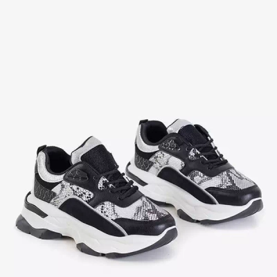 OUTLET Černá dámská sportovní obuv s ražbou hadí kůže Feliks - Footwear
