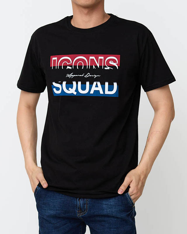 Černé pánské tričko s potiskem - Oblečení