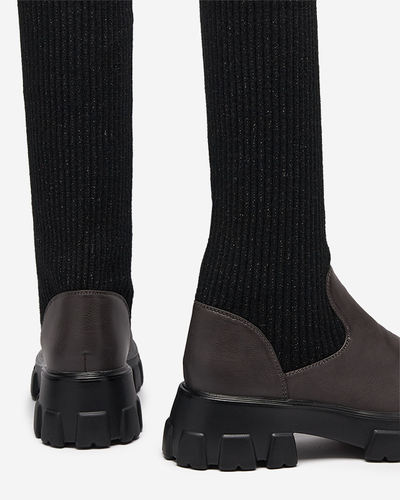 Černé a hnědé vysoké boty pro ženy Alerpi- Footwear