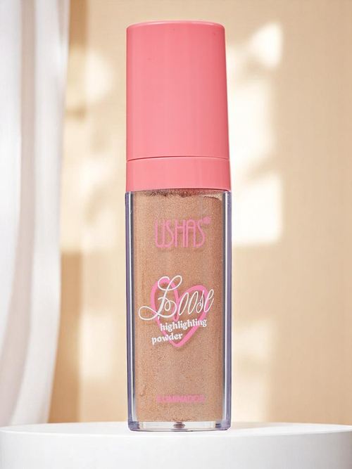 USHAS розсипчастий хайлайтер для обличчя з аплікатором-пуфом Radiance