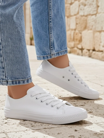 Aurelia Bianche – bílé tenisky Royalfashion z ekologické kůže, ploché