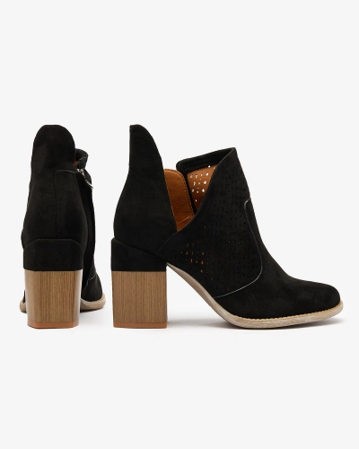 Чорні жіночі черевики Royalfashion на стійці та з вирізом Neafla