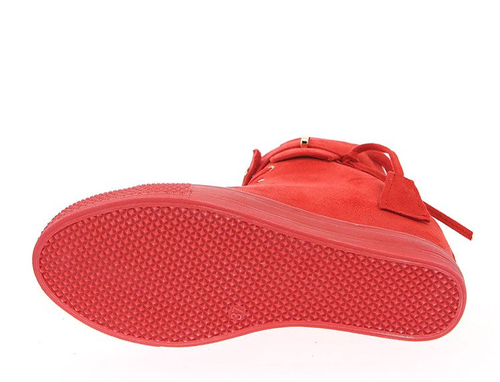 Czerwone sneakersy na koturnie - Obuwie