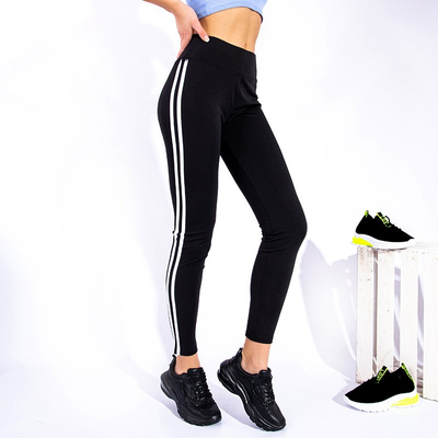 Černé dámské sportovní legíny s pruhy - oblečení