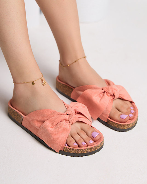 Рожеві тапочки з бантом Montiana - Взуття