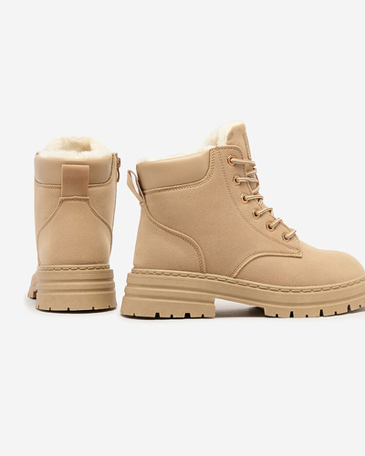 Royalfashion Světle hnědé dámské zateplené traperské boty Radoras