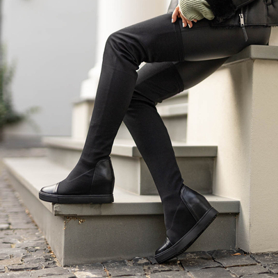 Dámské černé kozačky nad kolena Sada-Boty