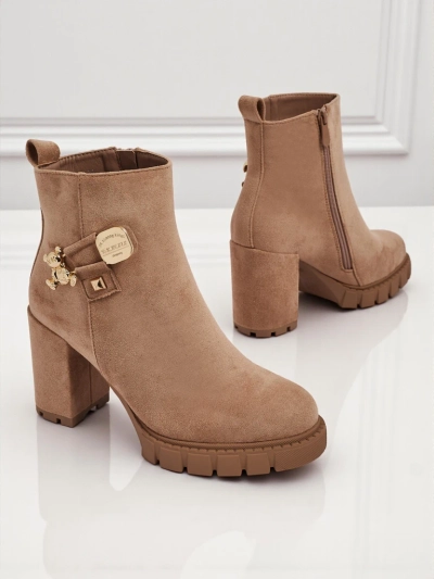 Dámské kotníkové boty eko semišové na sloupku Bearr