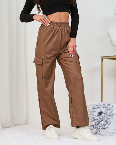 Жіночі бойові штани Royalfashion Brown з екошкіри