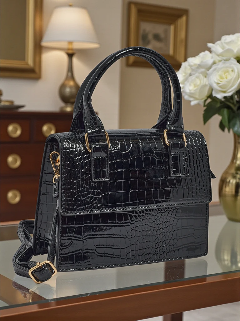 Lakovaná Malá dámská kabelka z eko kůže Veluna