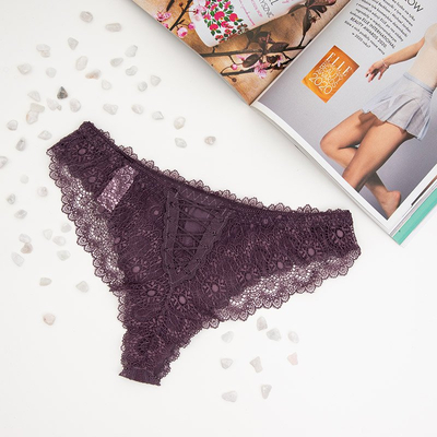 Фіолетові жіночі мереживні трусики - Нижня білизна