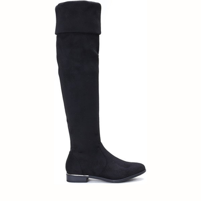 Czarne kozaki z wywijaną cholewką Jasmine - Obuwie