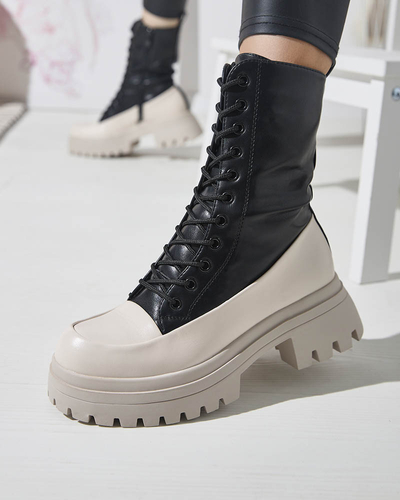 OUTLET Чорно-бежеві жіночі високі черевики-баггі Susker- Footwear