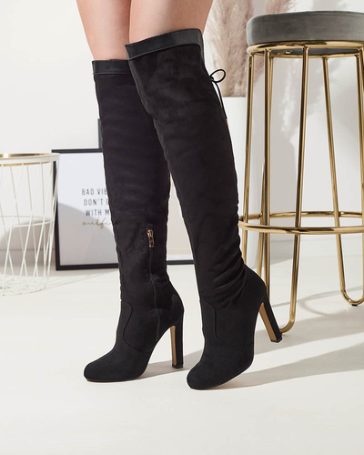 Чорні жіночі чоботи вище коліна Cenolli- Footwear