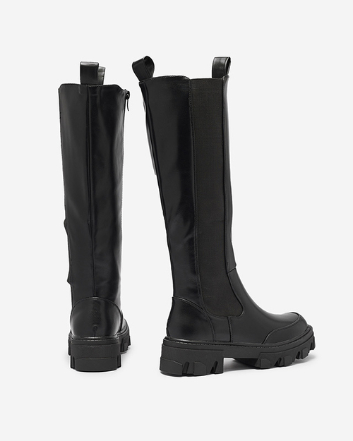 Жіночі ботфорти з екошкіри чорного кольору Ohirca- Взуття