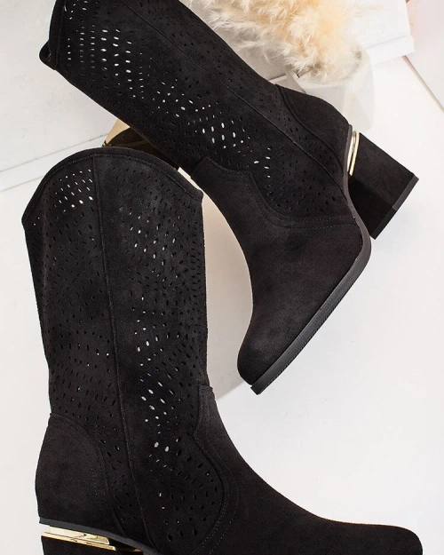 Royalfashion Ажурні чоботи на низькій шпильці Hewir